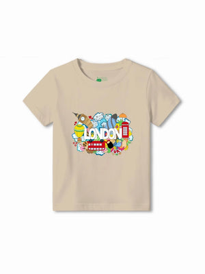 Bambify Premium Soft Bamboo Cotton Blend Kids Joggers Set ‚ London Beige & Light Blue Bambify India Beige 5-6 Years bamboo cotton kids clothing India
