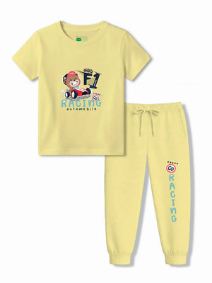 F1 Racing Yellow Kids Joggers Set Size 3-4 Years ‚ Bambify India