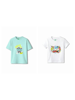 Bambify Kids T-Shirt Set London & Cheetah Fun White & Light Blue 3-4 Years bamboo cotton kids clothing India
