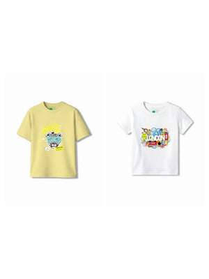 Bambify Kids T-Shirt Set London & Cheetah Fun White & Yellow 5-6 Years bamboo cotton kids clothing India