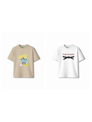 Bambify Kids T-Shirt Set Taekwondo & Cheetah Fun White & Beige 7-8 Years bamboo cotton kids clothing India