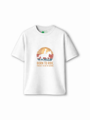 Bambify Kids T-Shirt Set Born to Ride & Wild Adventure White & Yellow 7-8 Years bamboo cotton kids clothing India