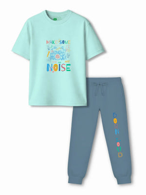 Noise Light Blue & Dusty Blue Kids Tracks Set Size 3-4 Years Bamboo Cotton ‚ Bambify India