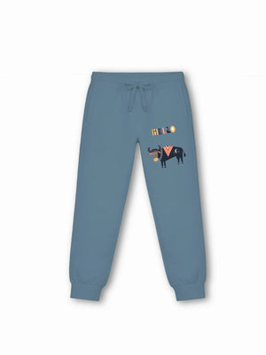 Bambify Kids Bottom 2 Piece Set Born to Ride & Eurasia White & Dusty Blue 3-4 Years bamboo cotton kids clothing India