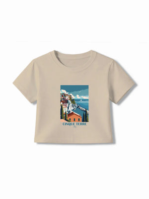 Italy Beige & White Girls Shorts & Crop Tshirt Set Size 5-6 Years Bamboo Cotton ‚ Bambify India