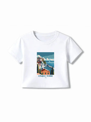Italy White & Beige Girls Shorts & Crop Tshirt Set Size 5-6 Years Bamboo Cotton ‚ Bambify India