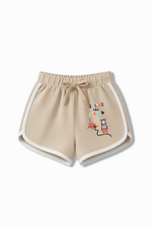 Bambify Girls Dance Time Shorts & Crop Tshirt Set ‚ Italy White & Beige Bamboo Cotton Bambify India White 7-8 Years bamboo cotton kids clothing India