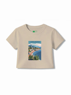 France Beige & White Girls Crop Top Set Size 7-8 Years Bamboo Cotton ‚ Bambify India