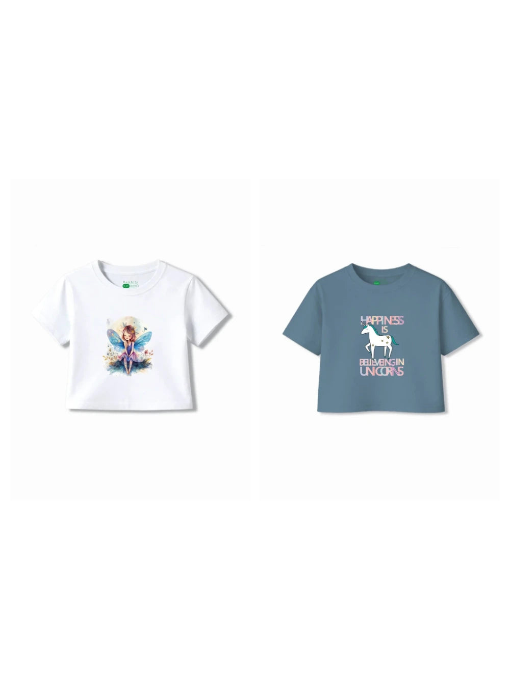 Bambify Kids T-Shirt Set Angel & Unicorn White & Dusty Blue 11-12 Years bamboo cotton kids clothing India