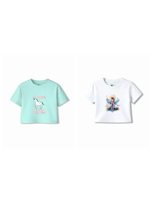 Bambify Kids T-Shirt Set Angel & Unicorn White & Light Blue 3-4 Years bamboo cotton kids clothing India