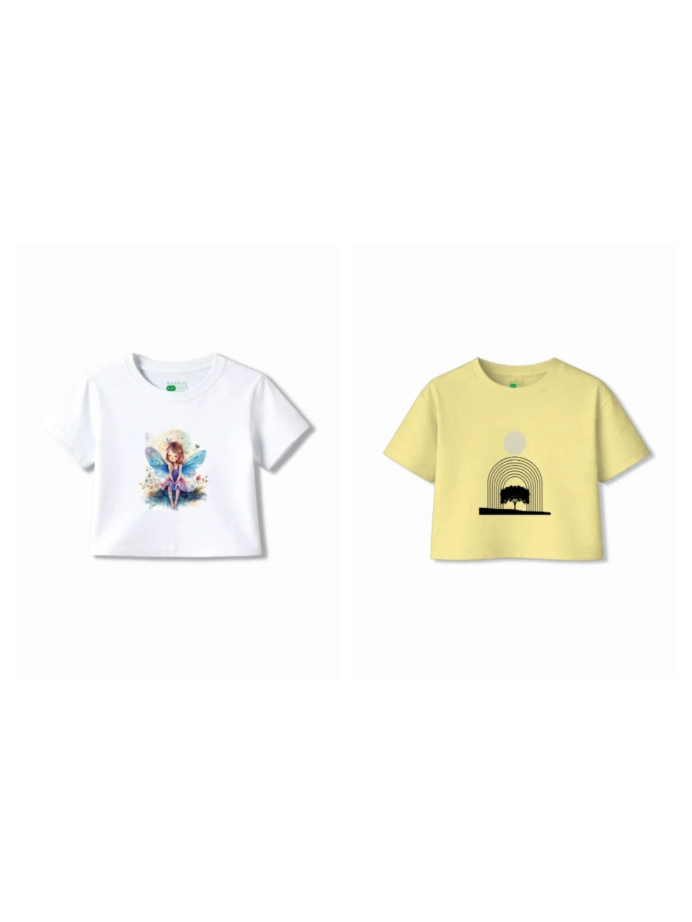 Bambify Kids T-Shirt Set Angel & Art White & Yellow 9-10 Years bamboo cotton kids clothing India
