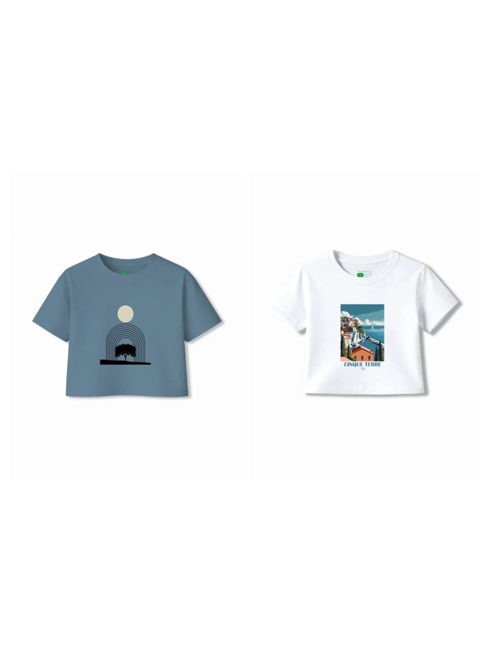 Bambify Kids T-Shirt Set Italy & Art White & Dusty Blue 9-10 Years bamboo cotton kids clothing India