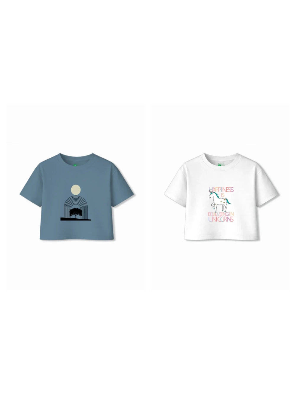 Bambify Kids T-Shirt Set Unicorn & Art White & Dusty Blue 11-12 Years bamboo cotton kids clothing India