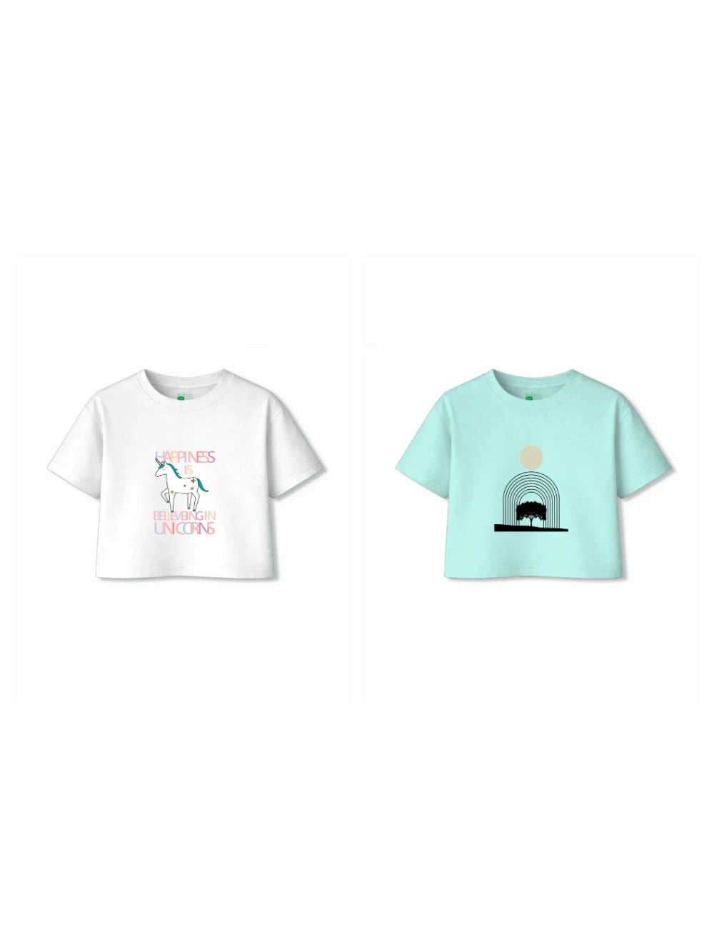 Bambify Kids T-Shirt Set Unicorn & Art White & Light Blue 3-4 Years bamboo cotton kids clothing India