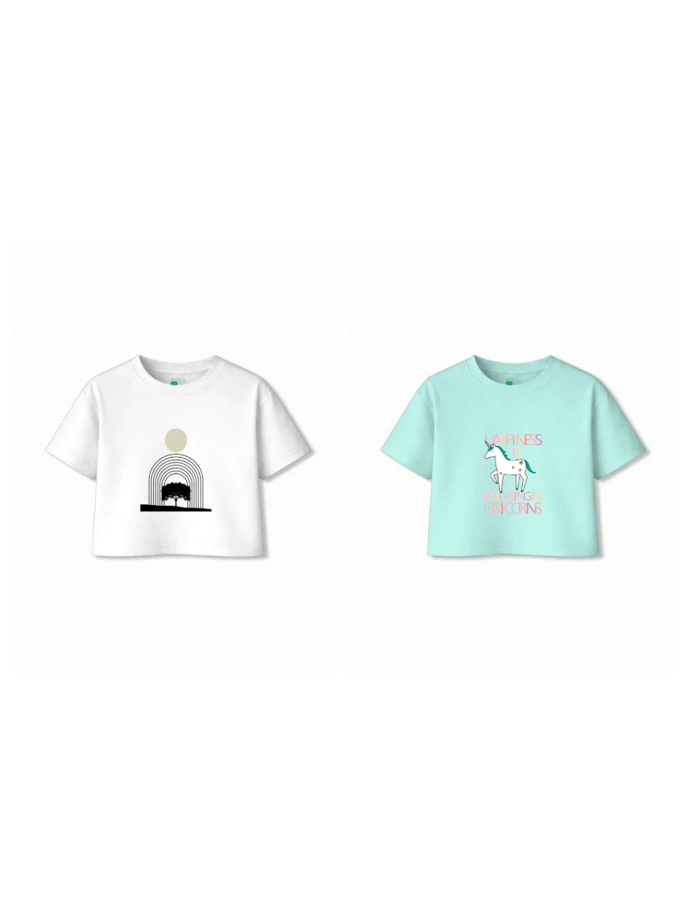 Bambify Kids T-Shirt Set Unicorn & Art Light Blue & White 7-8 Years bamboo cotton kids clothing India
