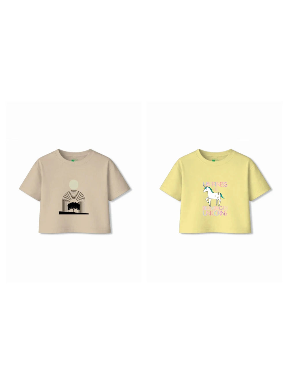 Bambify Kids T-Shirt Set Unicorn & Art Yellow & Beige 7-8 Years bamboo cotton kids clothing India