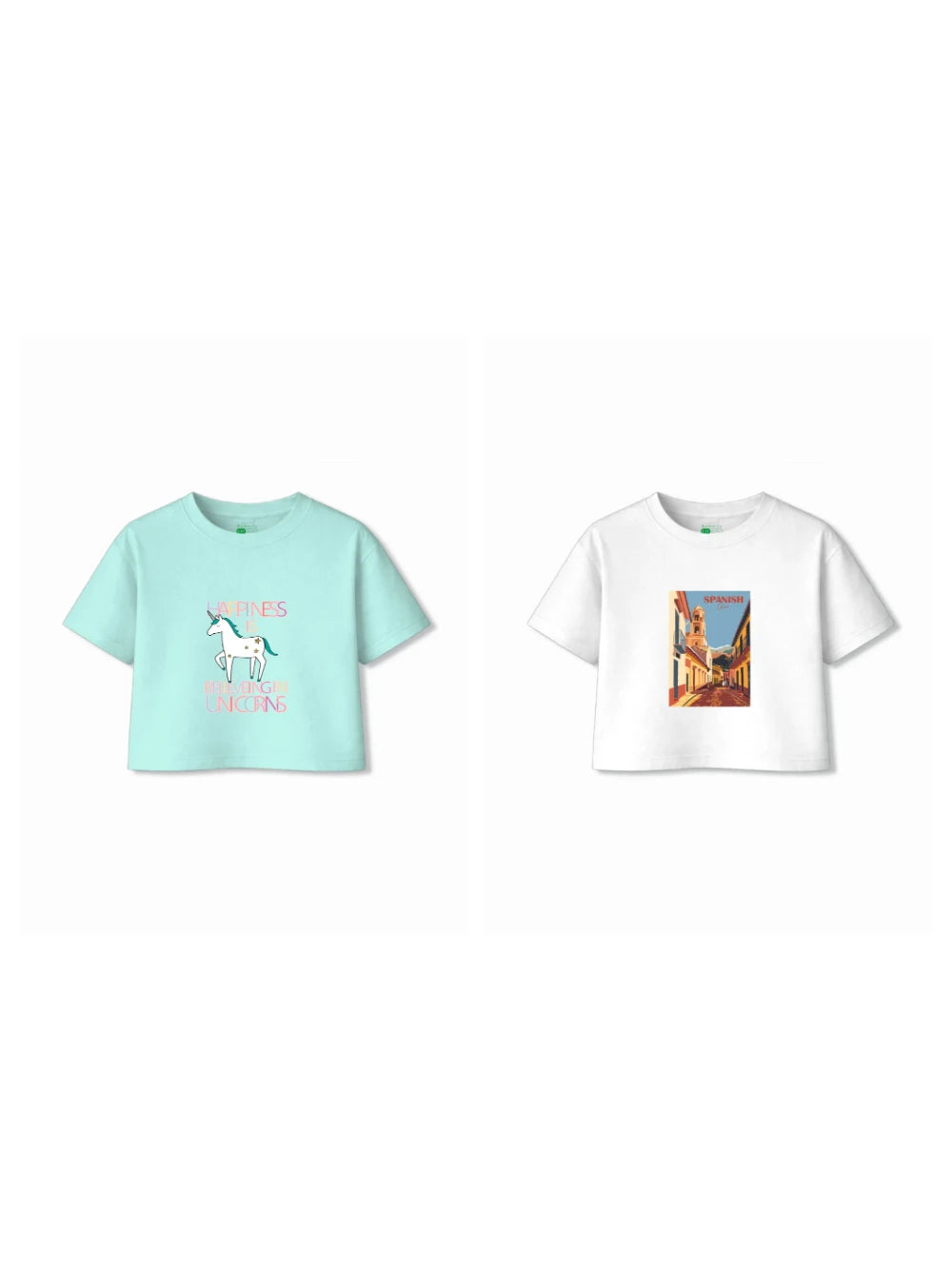 Bambify Kids T-Shirt Set Unicorn & Spanish Light Blue & White 9-10 Years bamboo cotton kids clothing India