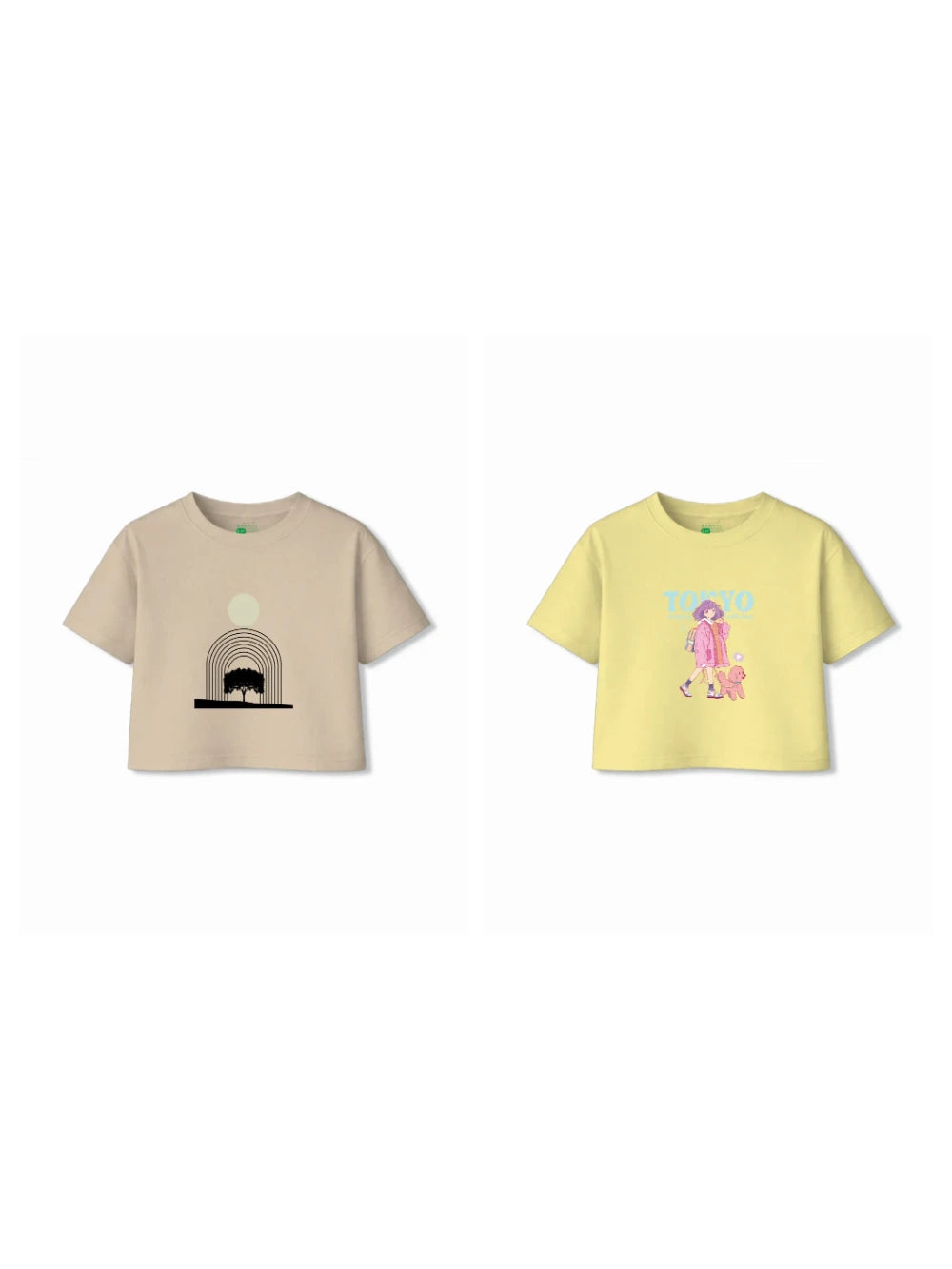 Bambify Kids T-Shirt Set Art & Tokyo Beige & Yellow 3-4 Years bamboo cotton kids clothing India