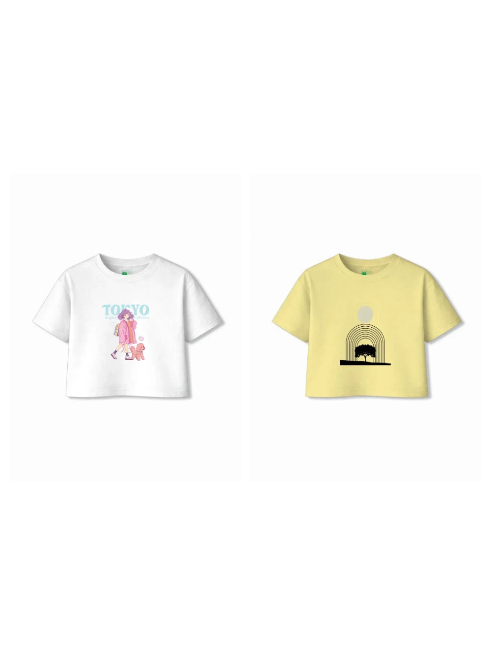 Bambify Kids T-Shirt Set Art & Tokyo Yellow & White 3-4 Years bamboo cotton kids clothing India