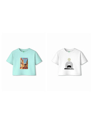 Bambify Kids T-Shirt Set Art & Spanish White & Light Blue 7-8 Years bamboo cotton kids clothing India