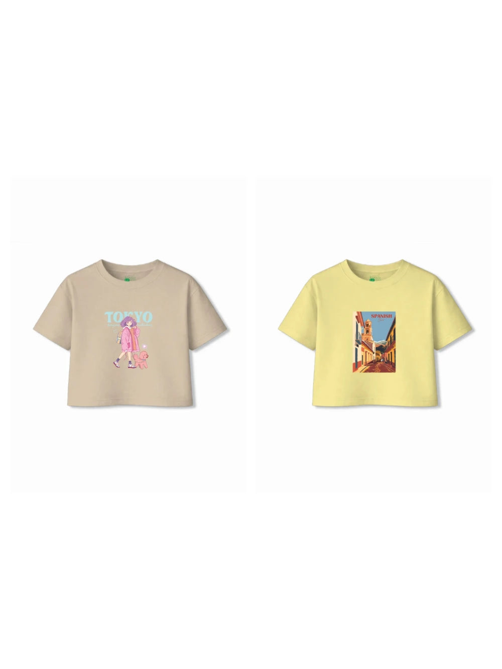 Bambify Kids T-Shirt Set Tokyo & Spanish Beige & Yellow 5-6 Years bamboo cotton kids clothing India