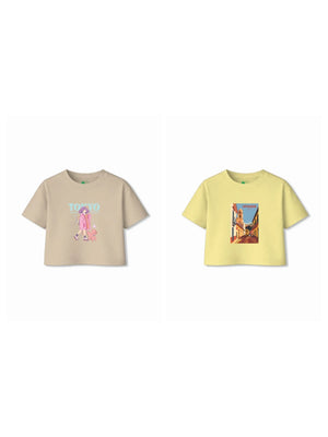 Bambify Kids T-Shirt Set Tokyo & Spanish Beige & Yellow 5-6 Years bamboo cotton kids clothing India
