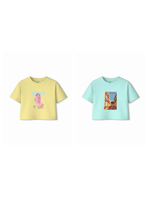 Bambify Kids T-Shirt Set Tokyo & Spanish Yellow & Light Blue 7-8 Years bamboo cotton kids clothing India