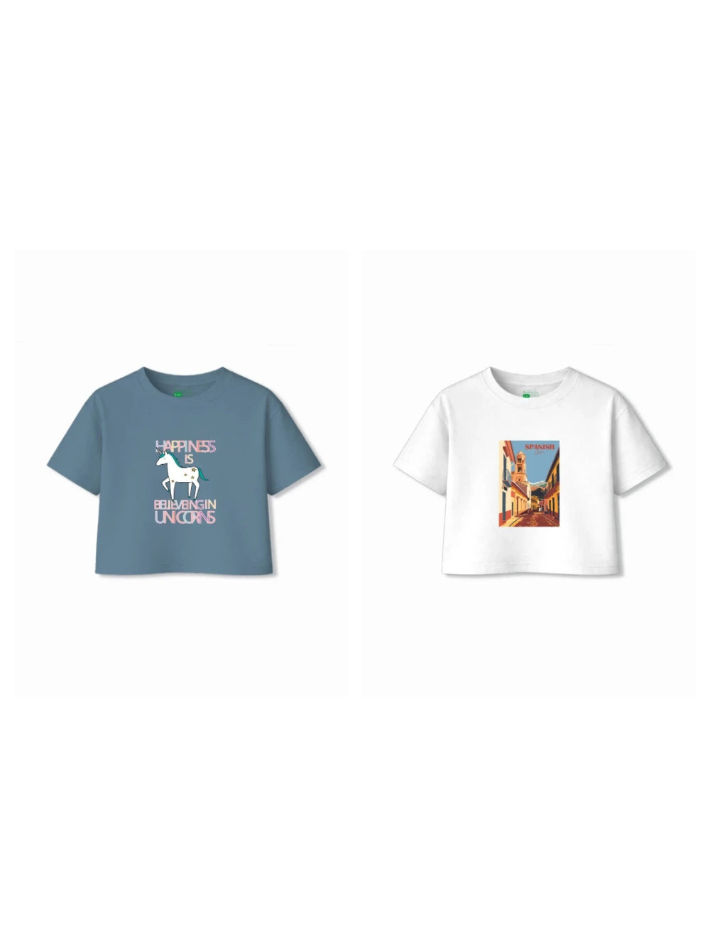Bambify Kids T-Shirt Set Spanish & Unicorn White & Dusty Blue 3-4 Years bamboo cotton kids clothing India