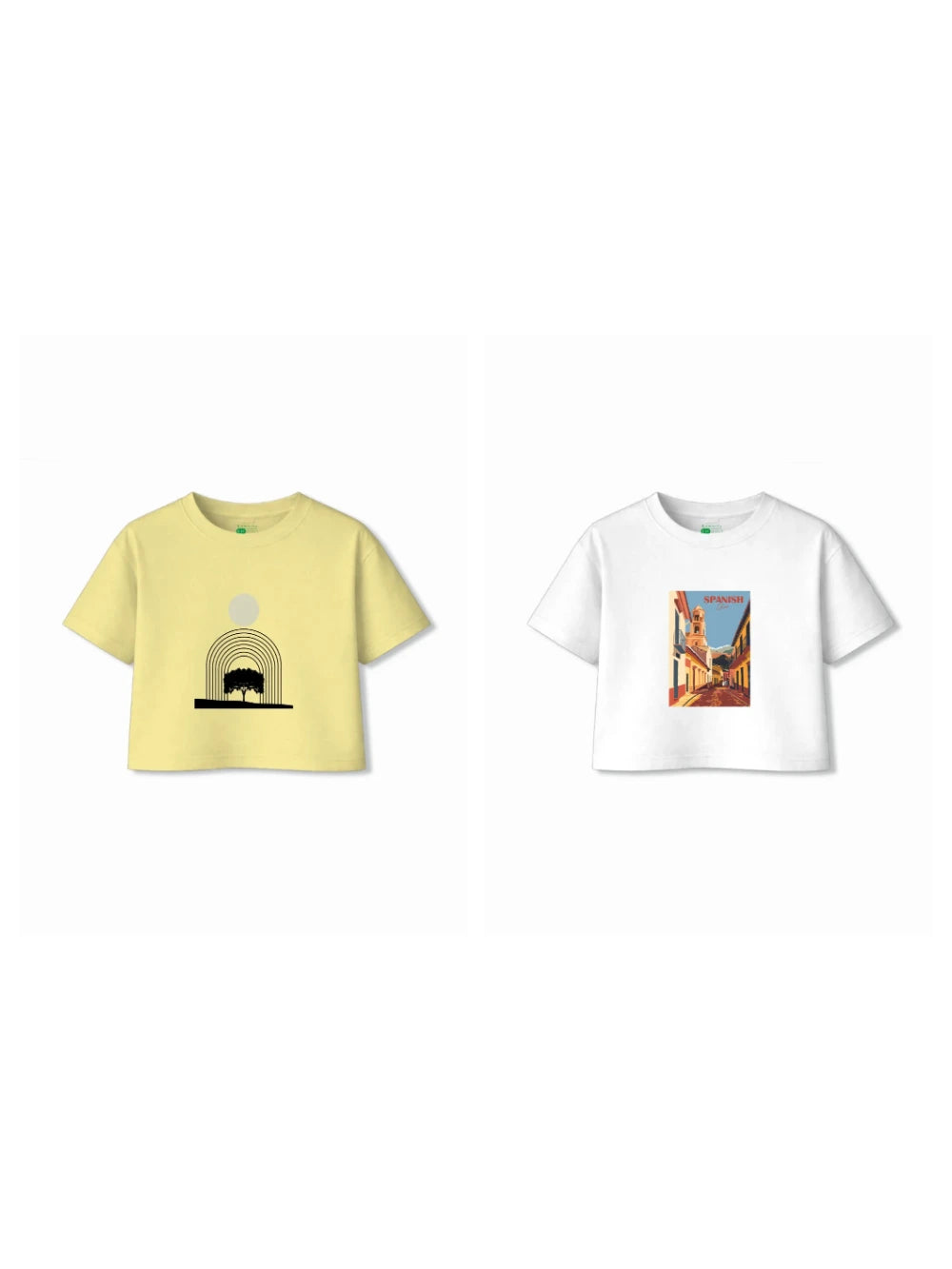 Bambify Kids T-Shirt Set Spanish & Art White & Yellow 7-8 Years bamboo cotton kids clothing India