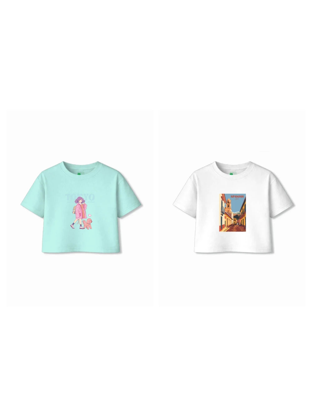 Bambify Kids T-Shirt Set Spanish & Tokyo White & Light Blue 9-10 Years bamboo cotton kids clothing India