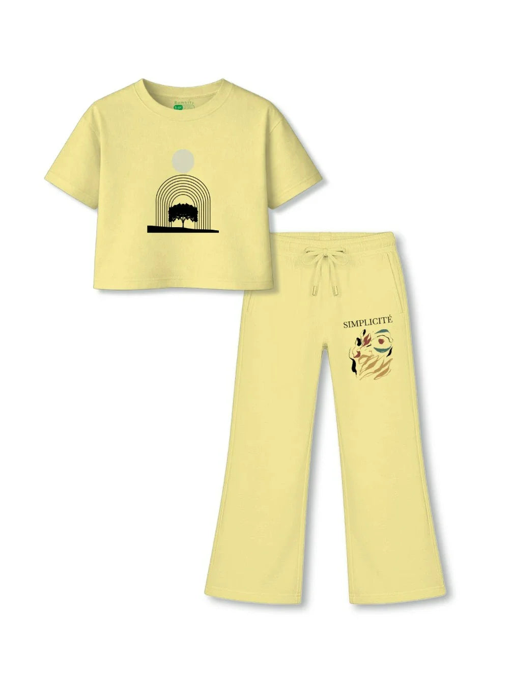 Art All Yellow Girls Crop Set Size 3-4 Years Bamboo Cotton ‚ Bambify India