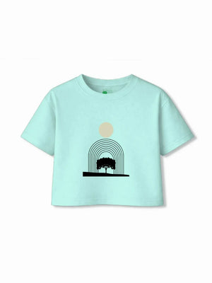 Art Light Blue & Dusty Blue Girls Crop Set Size 5-6 Years Bamboo Cotton ‚ Bambify India