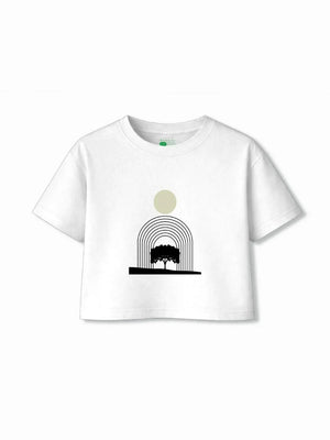 Art White & Beige Girls Crop Set Size 5-6 Years Bamboo Cotton ‚ Bambify India
