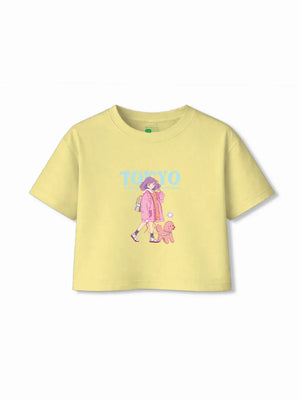 Tokyo All Yellow Girls Crop Set Size 5-6 Years Bamboo Cotton ‚ Bambify India