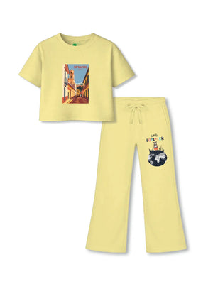 Spanish All Yellow Girls Crop Set Size 3-4 Years Bamboo Cotton ‚ Bambify India