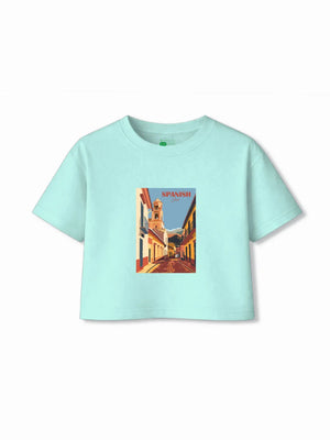 Spanish Light Blue & Dusty Blue Girls Crop Set Size 5-6 Years Bamboo Cotton ‚ Bambify India