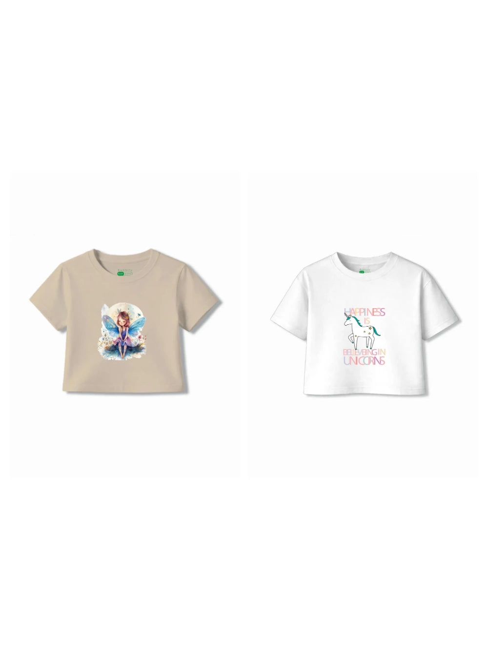 Bambify Kids T-Shirt Set Unicorn & Angel White & Beige 5-6 Years bamboo cotton kids clothing India