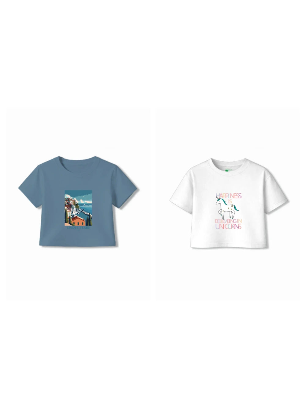 Bambify Kids T-Shirt Set Unicorn & Italy White & Dusty Blue 3-4 Years bamboo cotton kids clothing India
