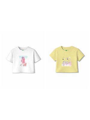 Bambify Kids T-Shirt Set Tokyo & Super Girl White & Yellow 3-4 Years bamboo cotton kids clothing India