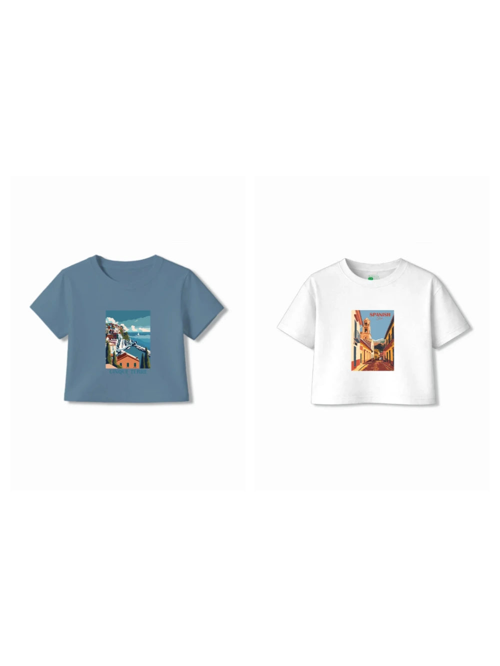 Bambify Kids T-Shirt Set Spanish & Italy White & Dusty Blue 9-10 Years bamboo cotton kids clothing India