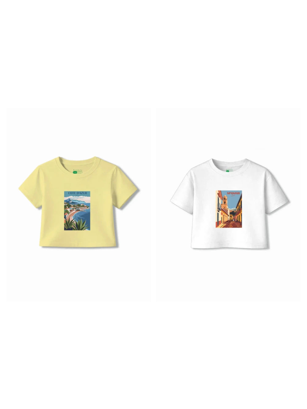 Bambify Kids T-Shirt Set Spanish & France White & Yellow 3-4 Years bamboo cotton kids clothing India