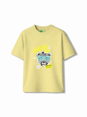 Bambify Kids T-Shirt Set Taekwondo & Cheetah Fun White & Yellow 9-10 Years bamboo cotton kids clothing India