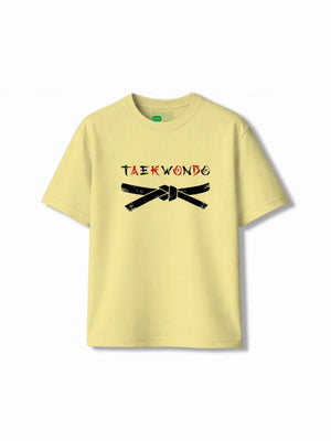 Bambify Kids T-Shirt Set Cheetah Fun & Taekwondo White & Yellow 5-6 Years bamboo cotton kids clothing India