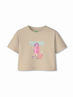 Bambify Kids T-Shirt Set Tokyo & Spanish Beige & White 7-8 Years bamboo cotton kids clothing India