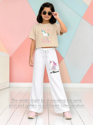 Bambify Girls All Climate Crop Set ‚ Unicorn Light Blue & Dusty Blue Bamboo Cotton Bambify India Light Blue 9-10 Years bamboo cotton kids clothing India