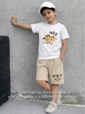 Bambify Ultra Soft Bamboo Cotton Kids Shorts Set ‚ The Lion Dusty Blue & Yellow Bambify India Dusty Blue 9-10 Years bamboo cotton kids clothing India