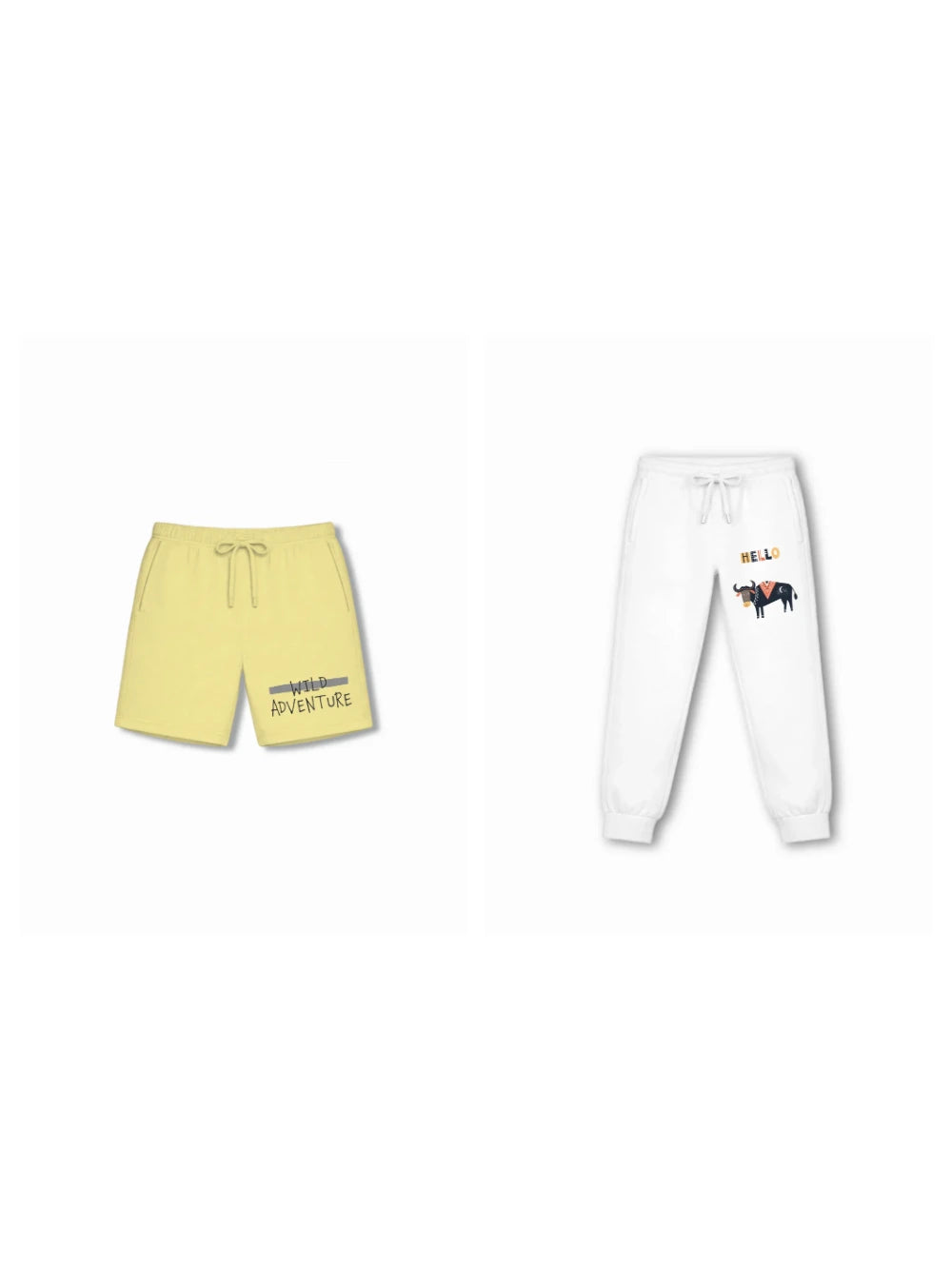 Wild Adventure Dusty Blue & Yellow Kids Tshirt & Shorts Set Size 7-8 Bamboo Cotton ‚ Bambify India