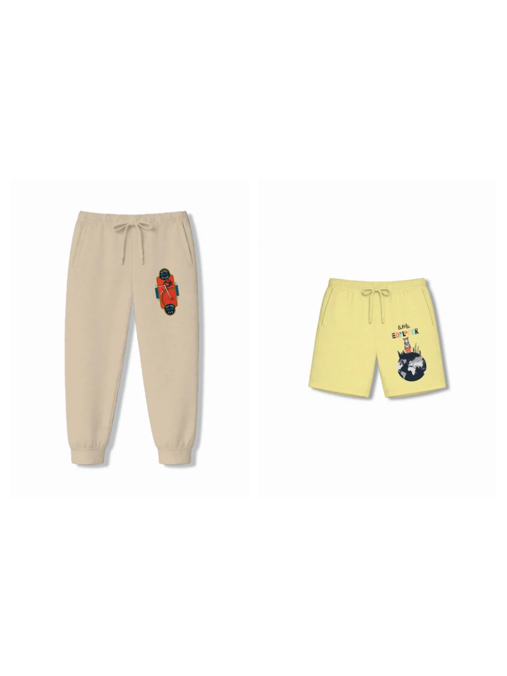 Bambify Kids Bottom 2 Piece Set London & BMX Racing Yellow & Beige 5-6 Years bamboo cotton kids clothing India