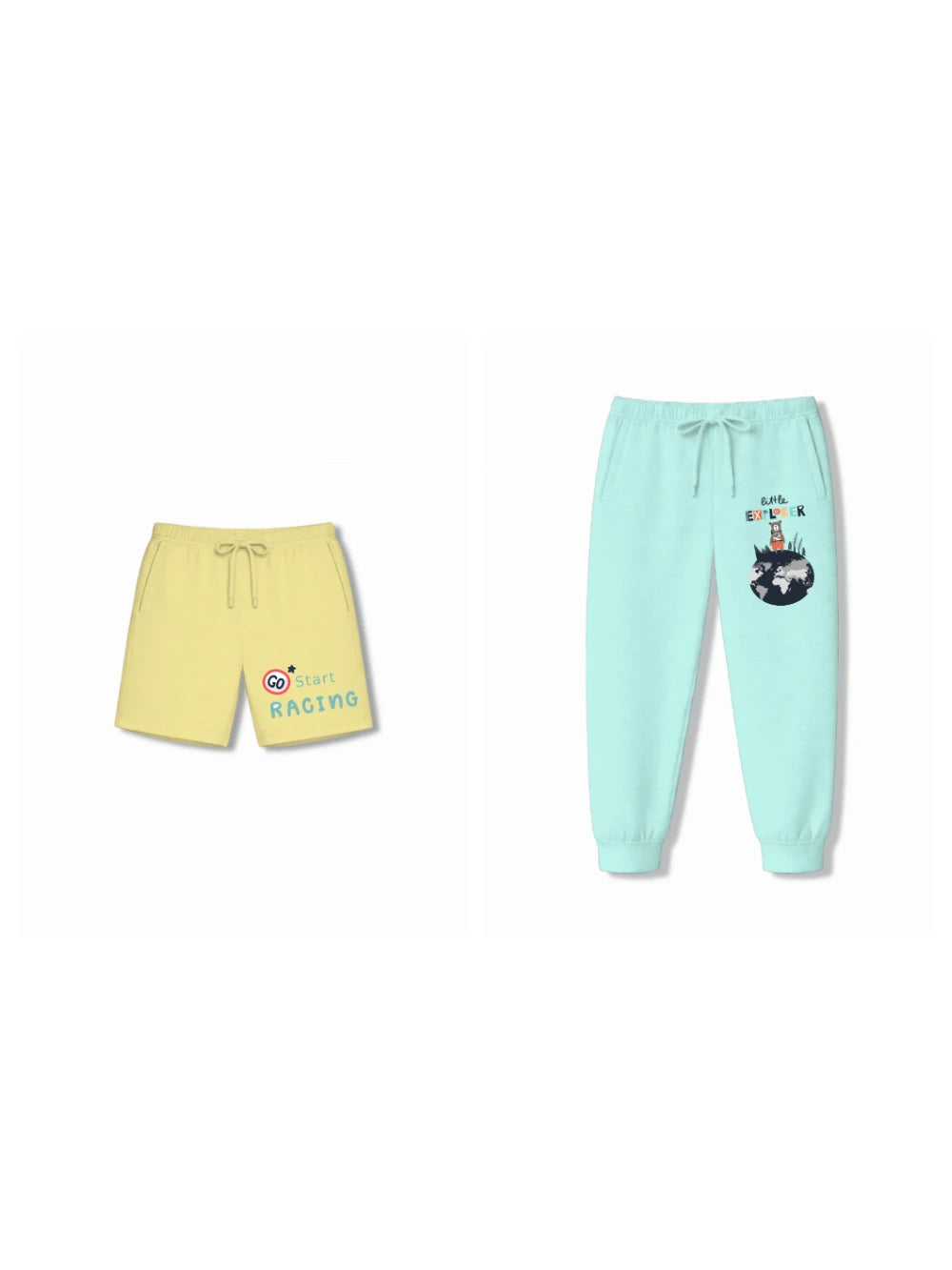 Bambify Kids Bottom 2 Piece Set F1 Racing & London Yellow & Light Blue 11-12 Years bamboo cotton kids clothing India