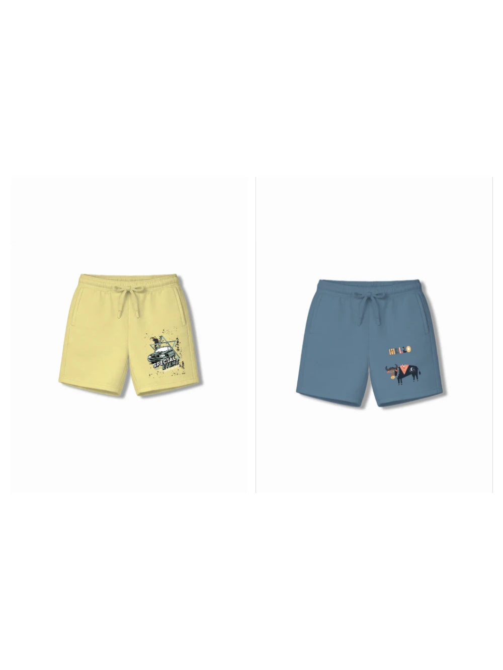 Super Fast Yellow & Dusty Blue Oversized T-shirt & Shorts Set Size 7-8 Years Bamboo Cotton ‚ Bambify India